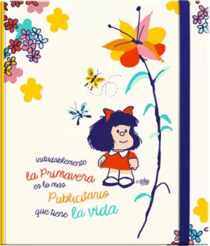 LIBRETA MAFALDA TAPA DURA GRANDE  -CREMA-FLOR-