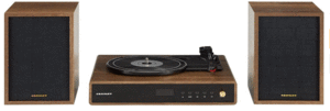 TORNAMESA CROSLEY CON PARLANTES MADERA NOGAL