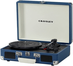 Crosley CR8017B-WB Voyager - Tocadiscos de vinilo portátil vintage con  entrada/salida Bluetooth y altavoces integrados, color azul lavado