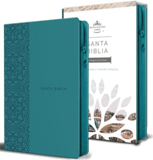 BIBLIA REINA VALERA 1960 LETRA GRANDE. SÍMIL PIEL AGUAMARINA, CREMALLERA, TAMAÑO MANUAL/SPANISH BIBLE RVR 1960. HANDY SIZE, LARGE PRINT, LEATHERSOFT AQUA,