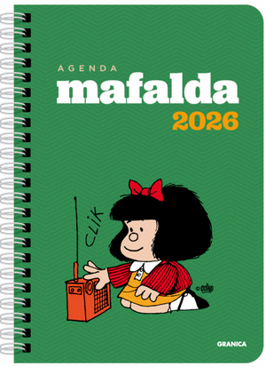 AGENDA MAFALDA 2026 ANILLADA MODULOS VERDE