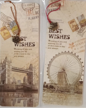 TARJETA SEPARADOR CON DIJE SOUVENIR EUROPA (VARIOS MOTIVOS)