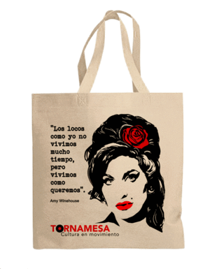 BOLSA TELA 40X40 AMY WINEHOUSE 2 TINTAS