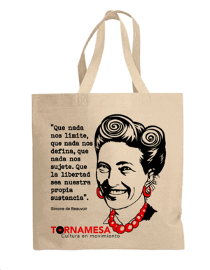 BOLSA TELA 25X30 SIMONE DE BEAUVOIR BEIGE