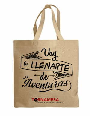 BOLSA TELA 40X40 GATO - LIBROS BEIGE. Bolsas. Tornamesa