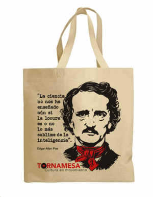 BOLSA TELA 25X30 EDGAR ALLAN POE BEIGE