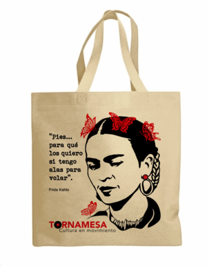 BOLSA TELA 40X40 FRIDA 2 TINTAS BEIGE