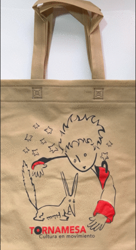 BOLSA TELA 40X40 PRINCIPITO 2 TINTAS BEIGE