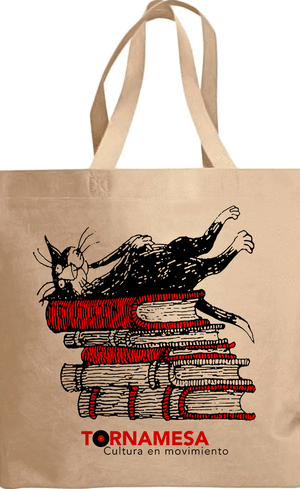 BOLSA TELA 40X40 GATO - LIBROS BEIGE