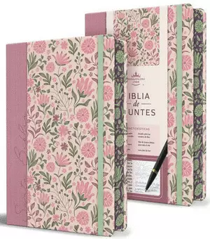 BIBLIA DE APUNTES RVR 1960. TAPA DURA, ROSADA CON FLORES