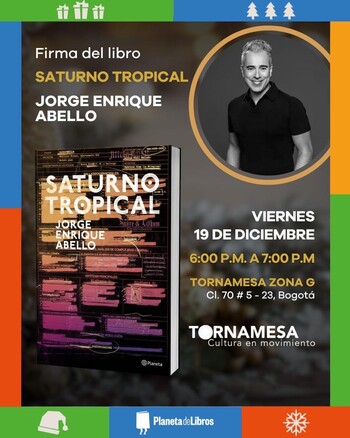 Firma del libro SATURNO TROPICAL